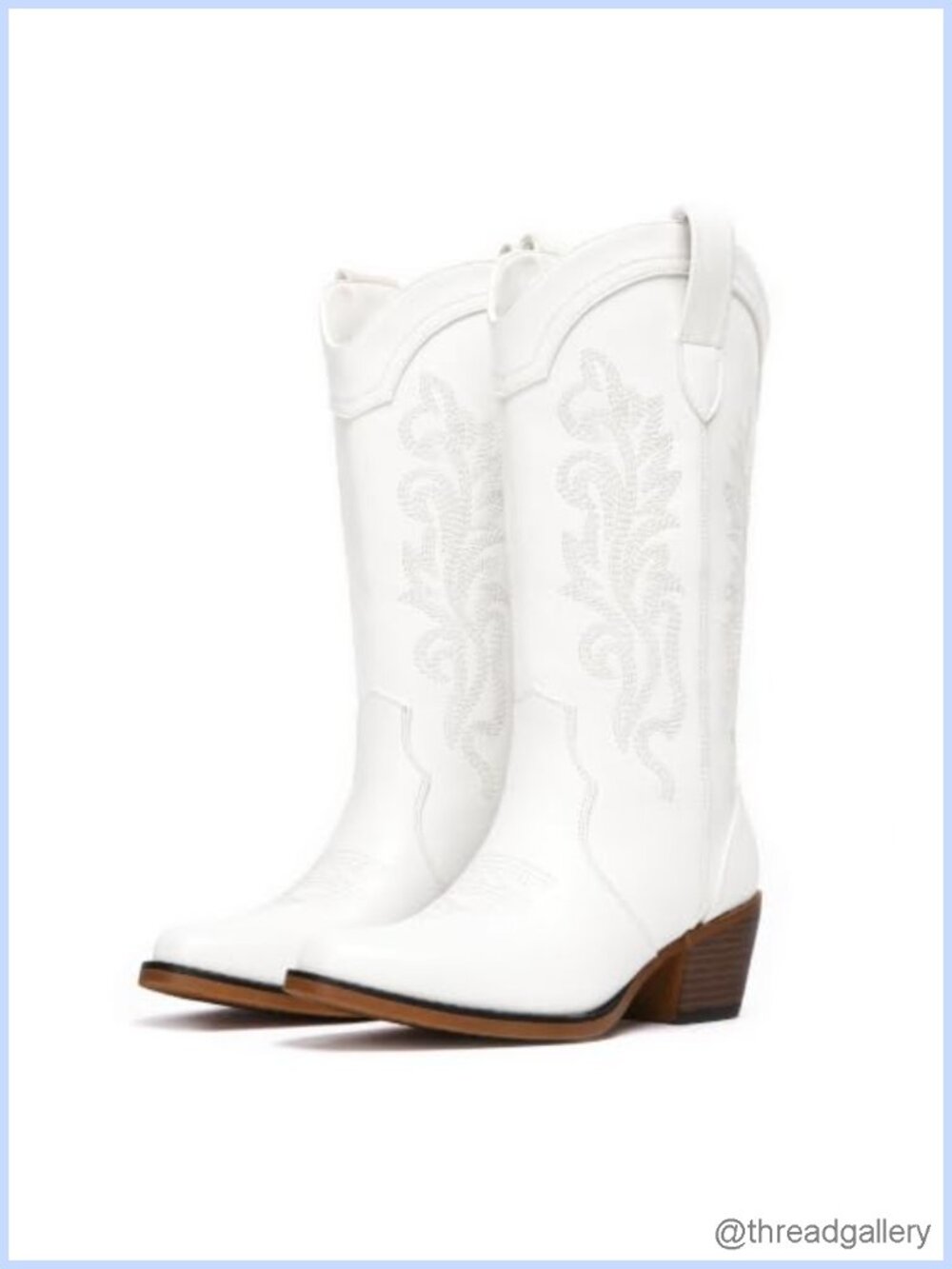 Pointed Toe Knee High Western Boots Block Heel Slip On